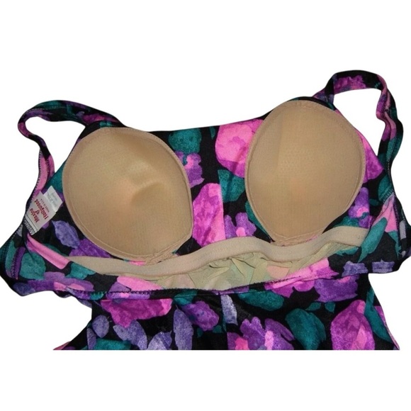 Maxine Of Hollywood Swimsuit Vintage 90s Floral One Piece Tankini Beach Swim 18 - Picture 9 of 12